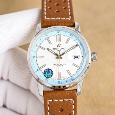 Swiss Copy BLS Breitling TOP TIME Chronometer Automatic 38mm White Dial Leather Strap Watch 